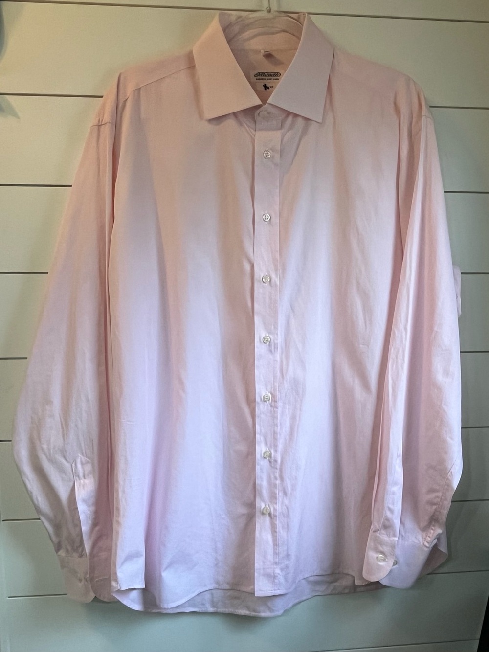 Vintage Barneys New York Piattelli Italian Soft Pink Cotton Dress Shirt SZ XXL